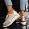 Metallic Lace-Up Side Zipper Thick-Sole Sneakers – 3 Colors EU 37–44 by FitiqueFit