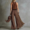 Leopard Print Sheer Wide-Leg Pants & Sleeveless Tank Top Set by FitiqueFit