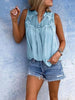 Chiffon Patchwork Lace V-Neck Sleeveless Top | Silk Chiffon by FitiqueFit