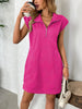 Retro Brown Half-Zip Cap Sleeve Mini Dress Classic & Vintage Design Dress For Girls by Stevvex