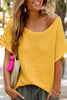 Pink Solid Loose Knit Short Dolman Sleeve Sweater