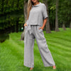 Round-Neck 3/4 Sleeve Top & Pants Two-Piece Set – 6 Colors, S–XXL by FitiqueFit