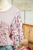 Pink Contrast Floral Patched Flowy Half Sleeve Blouse by Wild and Free Boutique