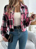 Classic Plaid Button Up Long Sleeve Jacket Women Cozy Trendy Everyday Wear Simple Jacket by Stevvex