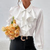 Women’s Ruffled Collared Blouse | Long Sleeve Dressy Work Top by FitiqueFit