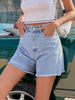 Raw Hem High Waist Denim Shorts