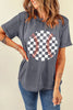 Gray Vintage Checkered Baseball Graphic Tee by Wild and Free Boutique