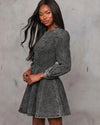 Elegant Patchwork Waist-slimming Women's Denim Long Sleeve Dress