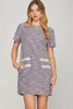 Full Size Short Sleeve Pearl Studded Trim Knit Tweed Dress Plus Size –Elegant and Glamorous Dress with Pearl Detailing for Upscale Events by Stevvex