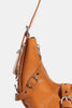 Fame Crescent Moon Leather Shoulder Bag With Belt Straps
