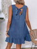 Women's Ruffle Lace-Up Mini Dress – Short Sleeve Loose Beach Dress by FitiqueFit