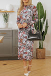 Printed Long Sleeve Midi Slim Dress