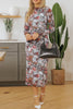 Printed Long Sleeve Midi Slim Dress