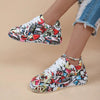Round-Toe Thick-Sole Lace-Up Sneakers — Women’s Casual Print Shoes by FitiqueFit