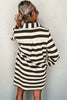 Classic Contrast Black Striped Collar Long Sleeve Mini Dress Stylish & Trendy Casual Dress for Women by Stevvex
