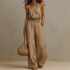 Women's Halter-Neck Backless Wide-Leg Jumpsuit – Solid Color Street Style by FitiqueFit