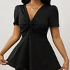 Women's V-neck Temperament Versatile Solid Color sleeved shirt top by FitiqueFit