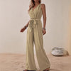 Women's Strap High-Waist Sleeveless Jumpsuit – Ice Silk Casual Wide-Leg by FitiqueFit