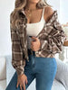 Classic Plaid Button Up Long Sleeve Jacket Women Cozy Trendy Everyday Wear Simple Jacket by Stevvex