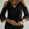 Women’s Off-Shoulder Cross Collar Long Sleeve Top by FitiqueFit