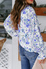 Blue Cakewalk Floral Smocked Blouse by Wild and Free Boutique