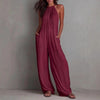Women's Sleeveless Open-Back Wide-Leg Pleated Jumpsuit by FitiqueFit