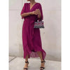 Batwing Sleeve V-Neck Midi Dress – Tied Irregular Hem Fairy Dress by FitiqueFit