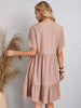 Classic Full Size V-Neck Short Sleeve Dress Casual & Comfortable Dress for Women by Stevvex