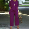 Women's Plus Size 3-Piece Lounge Set – Cardigan, Vest & Wide-Leg Pants by FitiqueFit