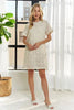 Applique Round Neck Short Sleeve Shift Dress – Timeless & Elegant Round Neck Shift Dress with Sophisticated Applique Detailing for Versatile Day-to-Night Wear by Stevvex