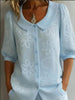 Women's Loose-Fit Retro 3D Embroidered Floral Shirt – Buttoned Casual Top by FitiqueFit