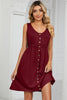 Buttoned Wide Strap Mini Dress