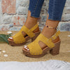Women's Peep-Toe Chunky Heel Buckle Sandals by FitiqueFit