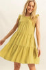 Round Neck Ruffle Sleeve Tiered Dress For Women – Feminine and Playful Tiered Dress with Ruffle Sleeves for Casual or Dressy Occasions by Stevvex