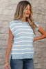 Parchment Side Slits Crewneck Short Sleeve Sweater Tee by Wild and Free Boutique