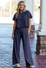 White Raw Hem Loose Tee and Wide Leg Pants Set
