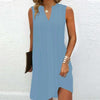 Ladies’ Notch V‑Neck Pleated Petal‑Sleeve Maxi Dress by FitiqueFit