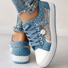 Floral Embroidered Polka Dot Print Sneakers — Women’s Casual Canvas Shoes by FitiqueFit