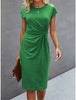 Front Knot Bodycon Midi Dress – Round Neck Sleeveless Tie Dress by FitiqueFit