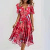 Chiffon Print V-Neck Dress – Elegant Two-Piece Set Midi Dress