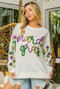 BiBi Fleur De Lis Sleeve Mardi Gras Pullover by FitiqueFit