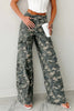 Green Camo Denim Cargo Wide Leg Pants by Wild and Free Boutique