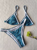 New Blossom Charm High-Cut Bikini Set For Summer – Strapless Floral Print Swimsuit with Elegant Embroidered Cut-Out Triangular Top Contrast Trim and Back Buckle – Women’s 2-Piece Summer Beachwear by Stevvex