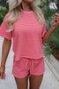 Rose Stripe Side Split Knit Tee Drawstring Shorts Set by Wild and Free Boutique