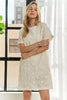 Applique Round Neck Short Sleeve Shift Dress – Timeless & Elegant Round Neck Shift Dress with Sophisticated Applique Detailing for Versatile Day-to-Night Wear by Stevvex