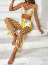 Cutout Halter Neck Top and Pants Two-Piece Swim Set