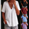 Women's Pleated Cotton-Linen Short-Sleeve Shirt – 5 Colors S–XXL by FitiqueFit