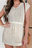 Beige Open Knit Drawstring Waist Beach Dress by Wild and Free Boutique