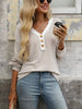 Striped Button Detail Long Sleeve T-Shirt by Simply Love