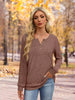 Ribbed Knit Button-Front Long Sleeve T-Shirt by Simply Love